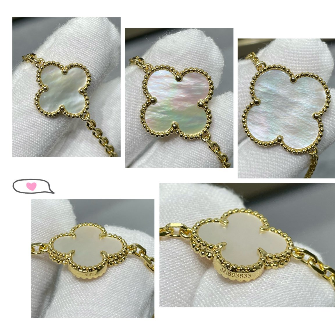 [sparkle Jewelry ]CLOVER 16 MOTIF WHITE MOP GOLD NECKLACE