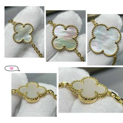 [sparkle Jewelry ]CLOVER 16 MOTIF WHITE MOP GOLD NECKLACE