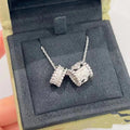 [sparkle Jewelry ]PERLEE DOUBLE PENDANT SILVER DIAMOND NECKLACE