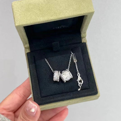 [sparkle Jewelry ]PERLEE DOUBLE PENDANT SILVER DIAMOND NECKLACE