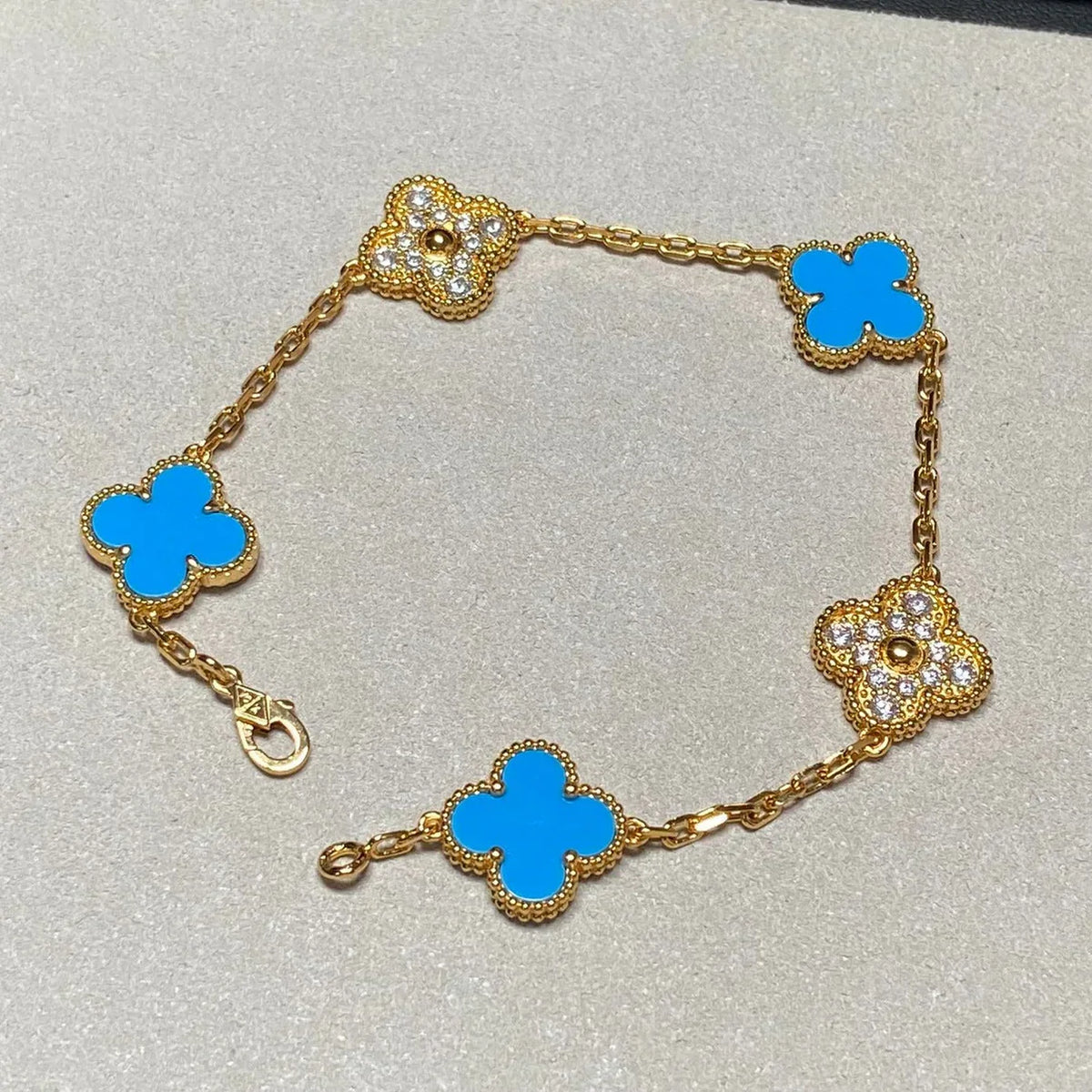 [sparkle Jewelry ] CLOVER 5 MOTIF BLUE AGATE BRACELET COLLECTION