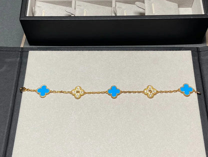 [sparkle Jewelry ] CLOVER 5 MOTIF BLUE AGATE BRACELET COLLECTION