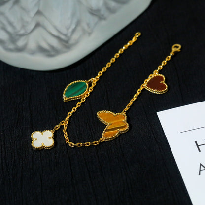 [sparkle Jewelry ]LUCKY SPRING 5 MOTIF GOLD BRACELET