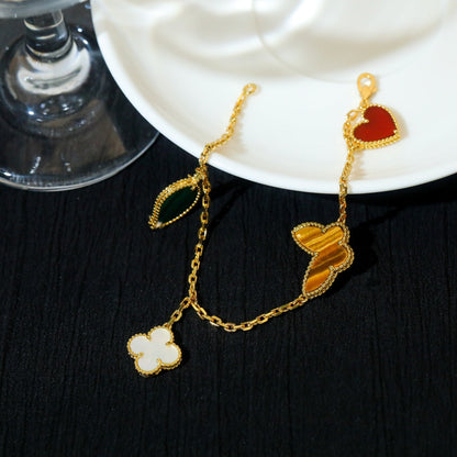 [sparkle Jewelry ]LUCKY SPRING 5 MOTIF GOLD BRACELET
