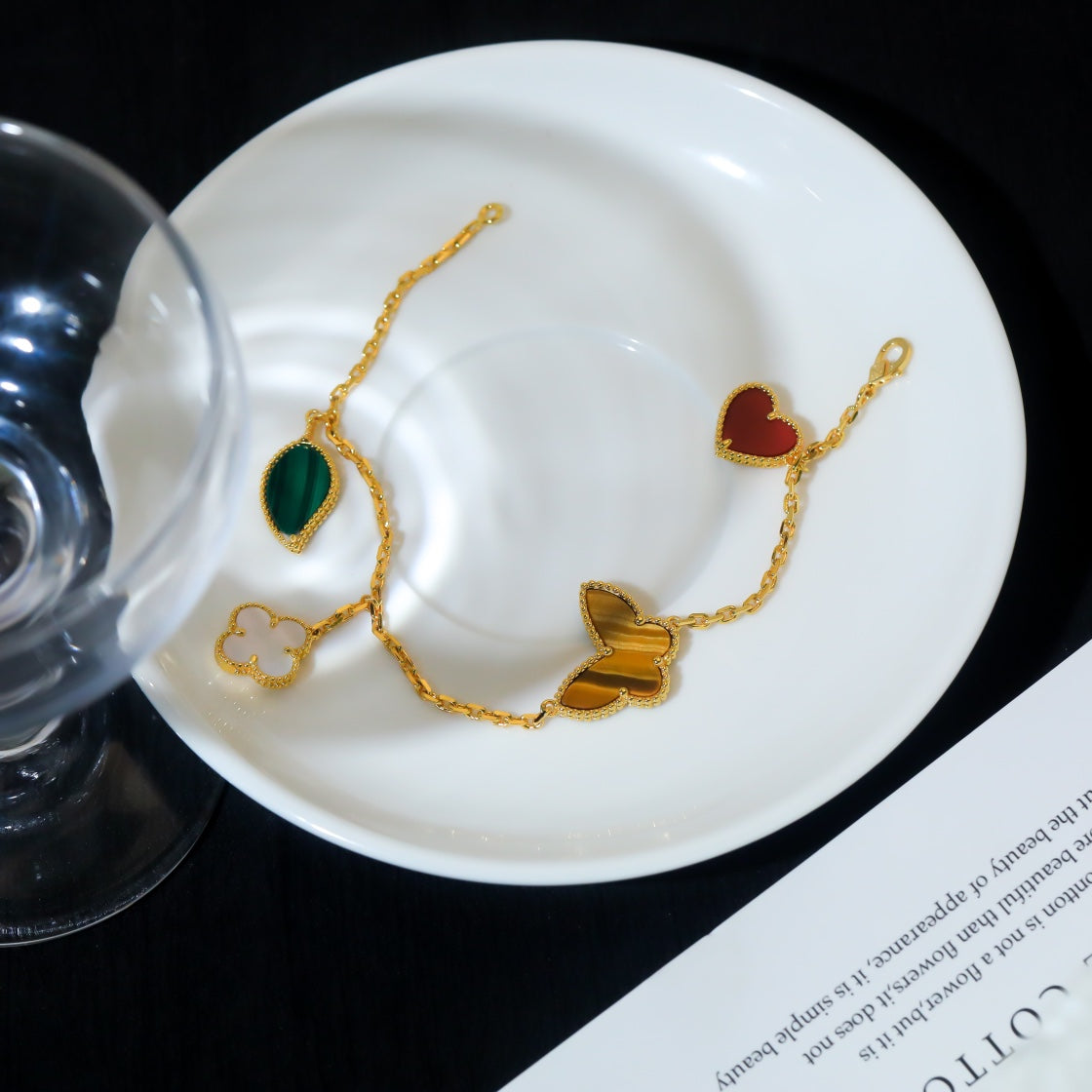[sparkle Jewelry ]LUCKY SPRING 5 MOTIF GOLD BRACELET