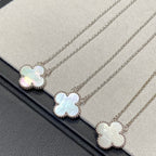 [sparkle Jewelry ]CLOVER MEDIUM SILVER WHITE MOP NECKLACE