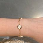 [sparkle Jewelry ]STAR AND SUN 4 MOTIF WHITE MOP PINK GOLD BRACELET