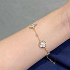 [sparkle Jewelry ]STAR AND SUN 4 MOTIF WHITE MOP PINK GOLD BRACELET