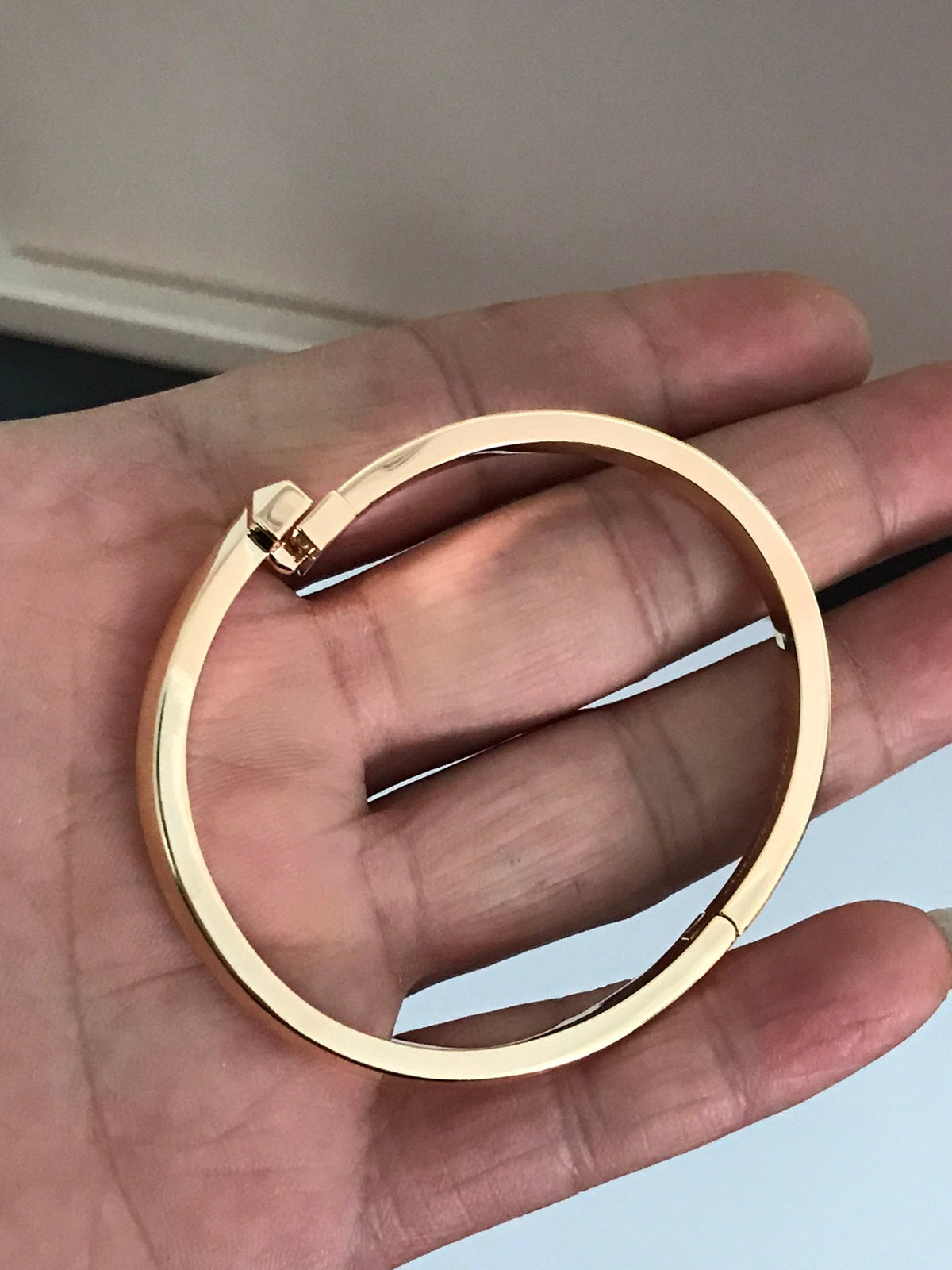 [Sparkle Jewelry]T1 WIDE DIAMOND HINGED BANGLE PINK GOLD