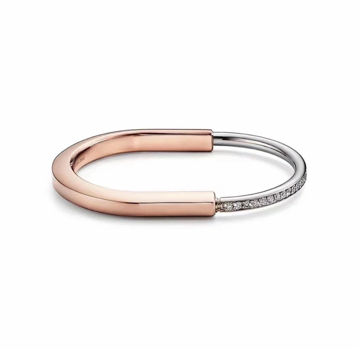 [Sparkle Jewelry]LOCK PINK GOLD SILVER DIAMOND BRACELET
