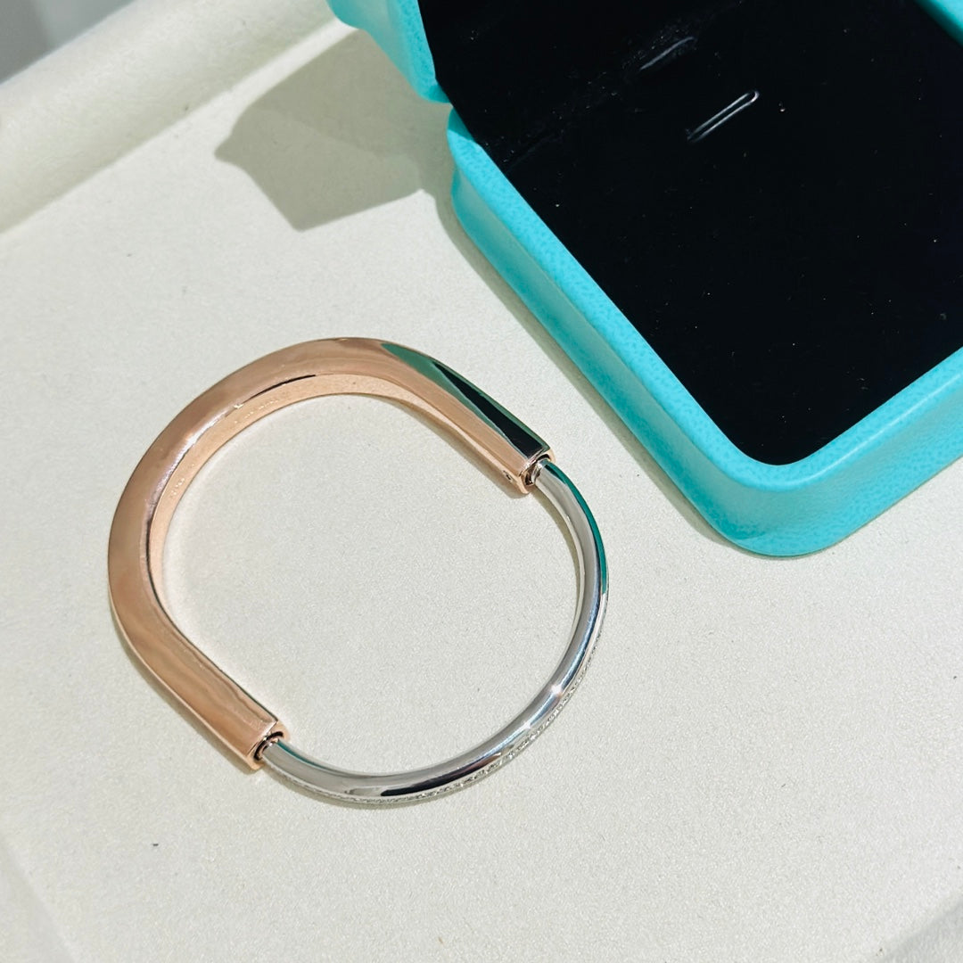 [Sparkle Jewelry]LOCK PINK GOLD SILVER DIAMOND BRACELET