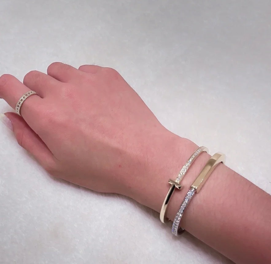 [Sparkle Jewelry]LOCK PINK GOLD SILVER DIAMOND BRACELET