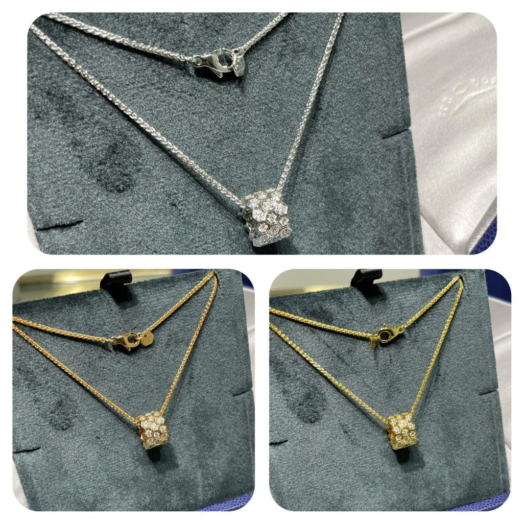 [sparkle Jewelry ]BEE LOVE DIAMOND PAVED 3 ROW NECKLACE