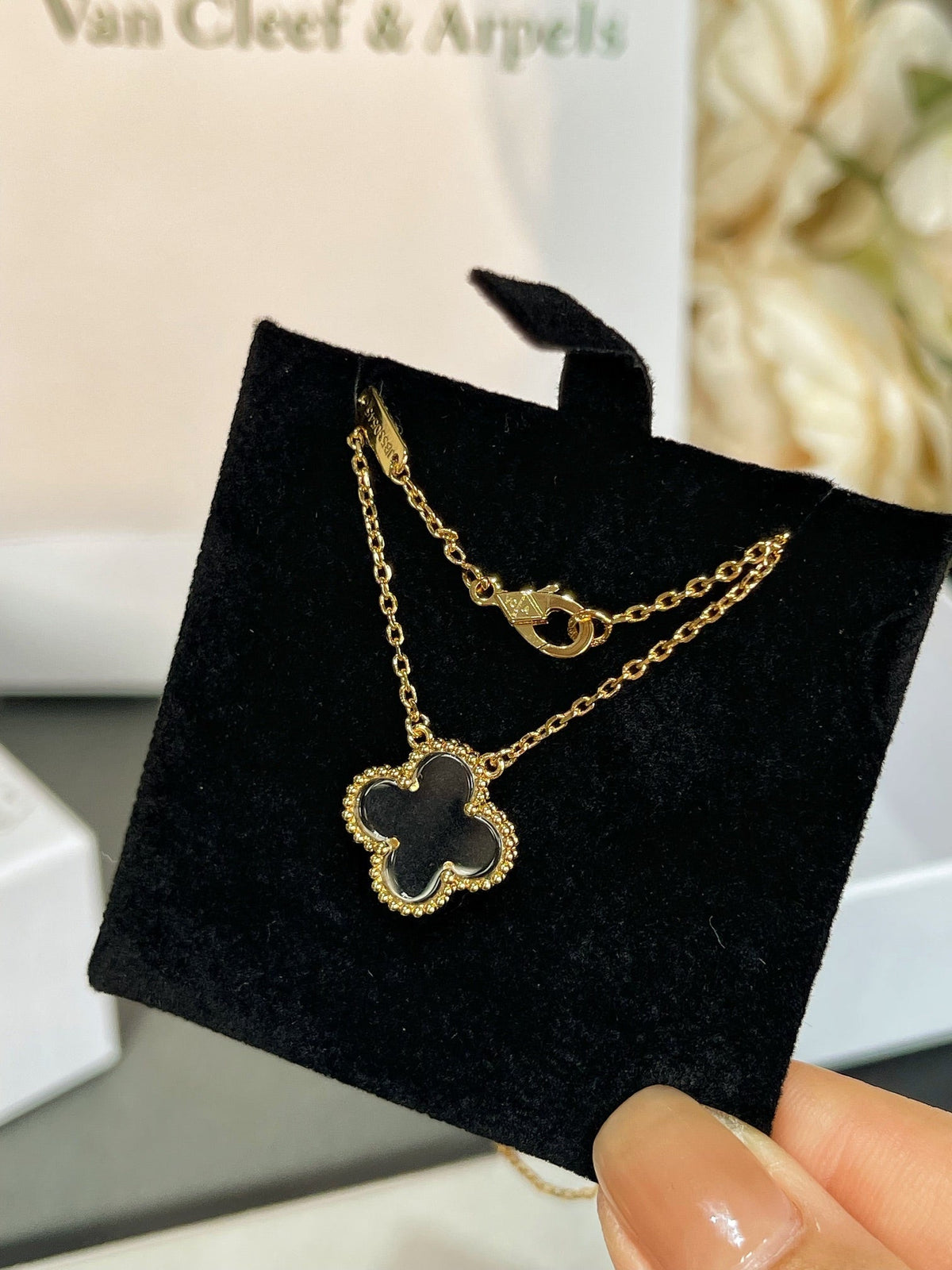 [sparkle Jewelry ]CLOVER ROCK CRYSTAL ROSE GOLD NECKLACE