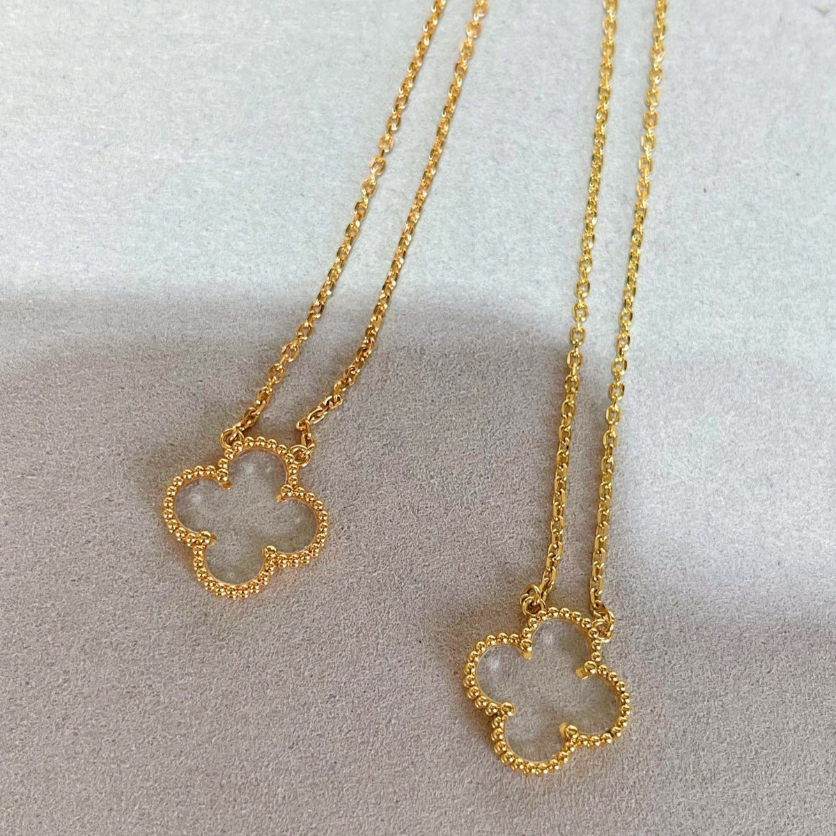 [sparkle Jewelry ]CLOVER ROCK CRYSTAL ROSE GOLD NECKLACE