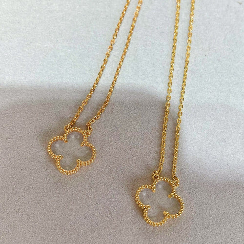 [sparkle Jewelry ]CLOVER ROCK CRYSTAL ROSE GOLD NECKLACE
