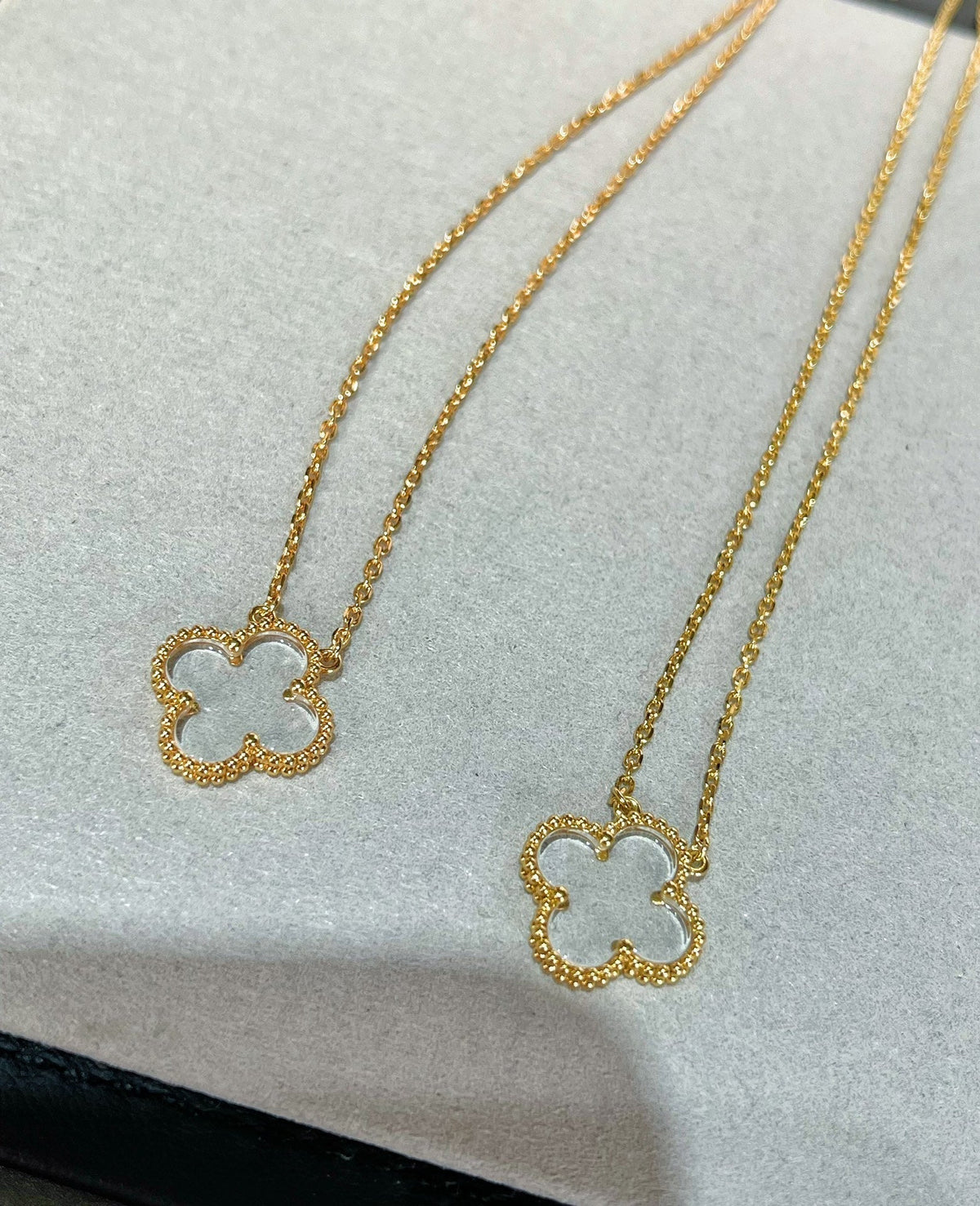 [sparkle Jewelry ]CLOVER ROCK CRYSTAL ROSE GOLD NECKLACE