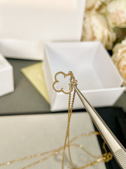 [sparkle Jewelry ]CLOVER ROCK CRYSTAL ROSE GOLD NECKLACE