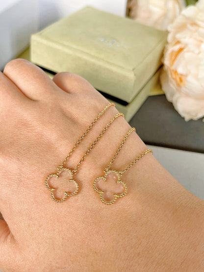 [sparkle Jewelry ]CLOVER ROCK CRYSTAL ROSE GOLD NECKLACE