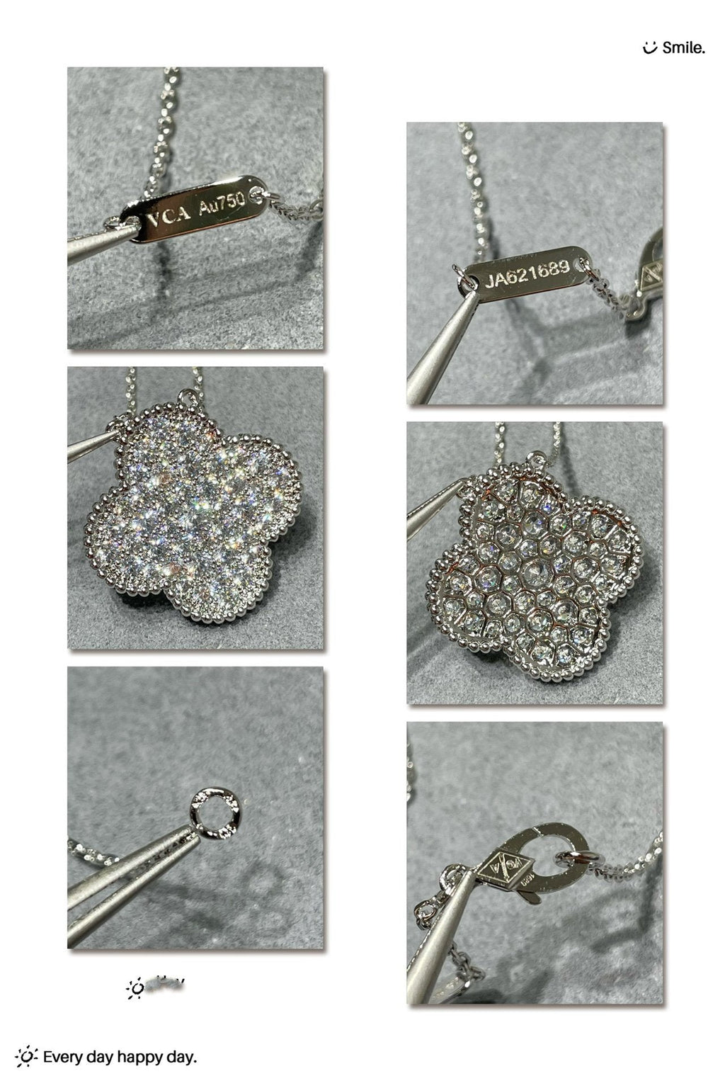 [sparkle Jewelry ]CLOVER 25MM LARGE PENDANT DIAMOND PAVED SILVER NECKLACE