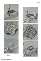 [sparkle Jewelry ]CLOVER 25MM LARGE PENDANT DIAMOND PAVED SILVER NECKLACE