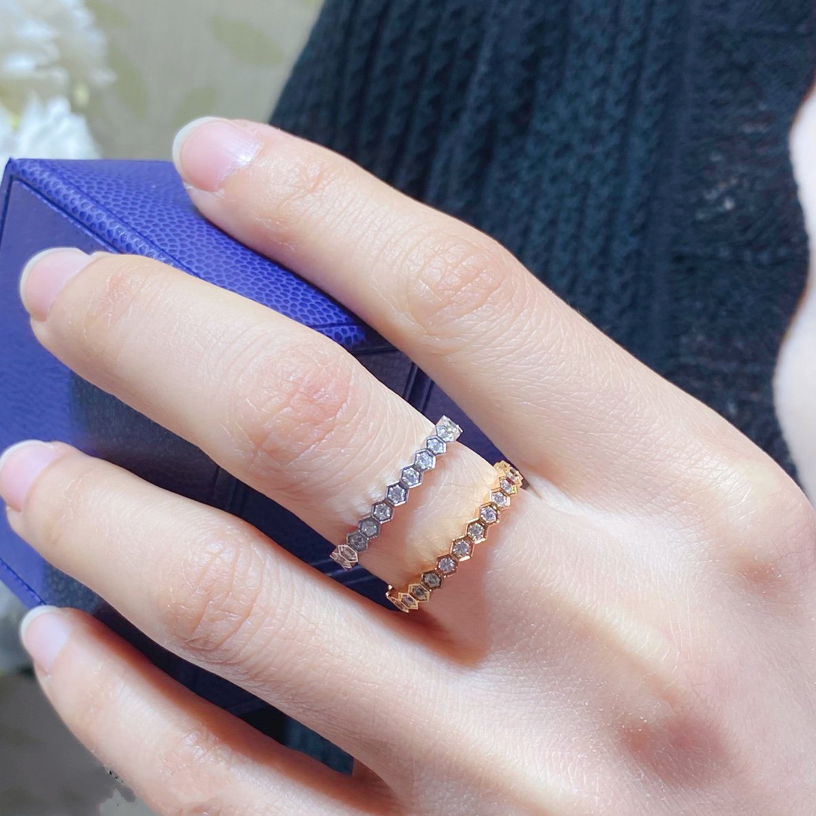 [Sparkle]BEE LOVE DIAMOND PAVED SMALL RING