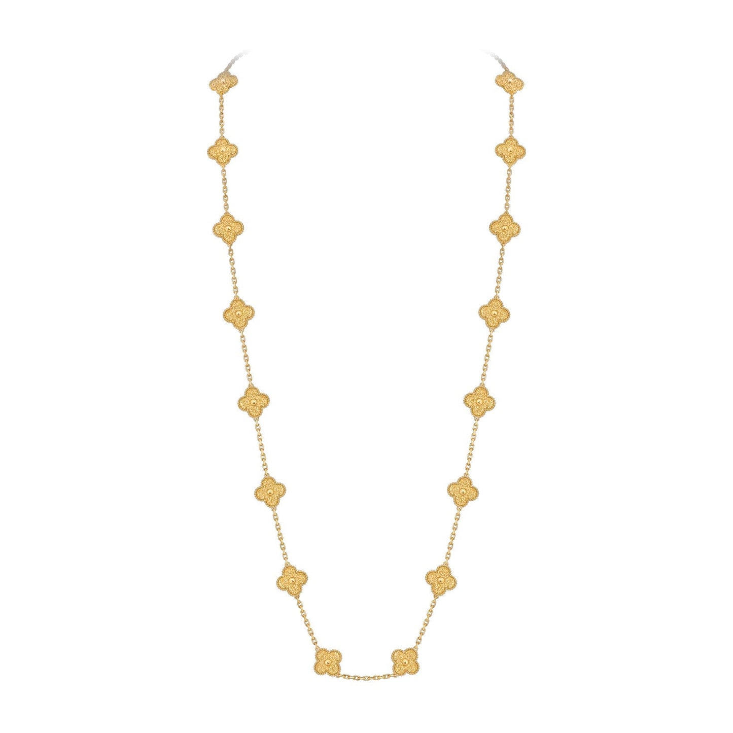 [Sparkle]CLASSIC 20-MOTIF LUCKY CLOVER LONG NECKLACE GOLD COLLECTION