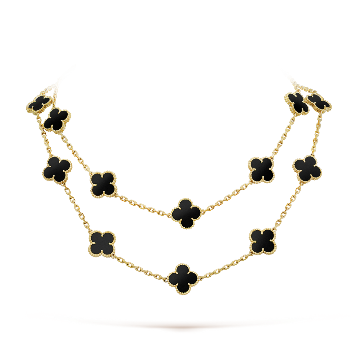 [sparkle Jewelry ]CLOVER 20 MOTIFS ONYX NECKLACE