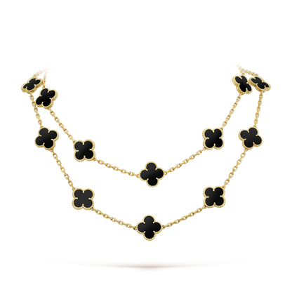 [sparkle Jewelry ]CLOVER 20 MOTIFS ONYX NECKLACE