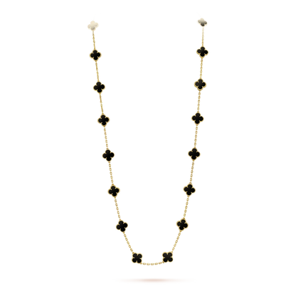 [sparkle Jewelry ]CLOVER 20 MOTIFS ONYX NECKLACE