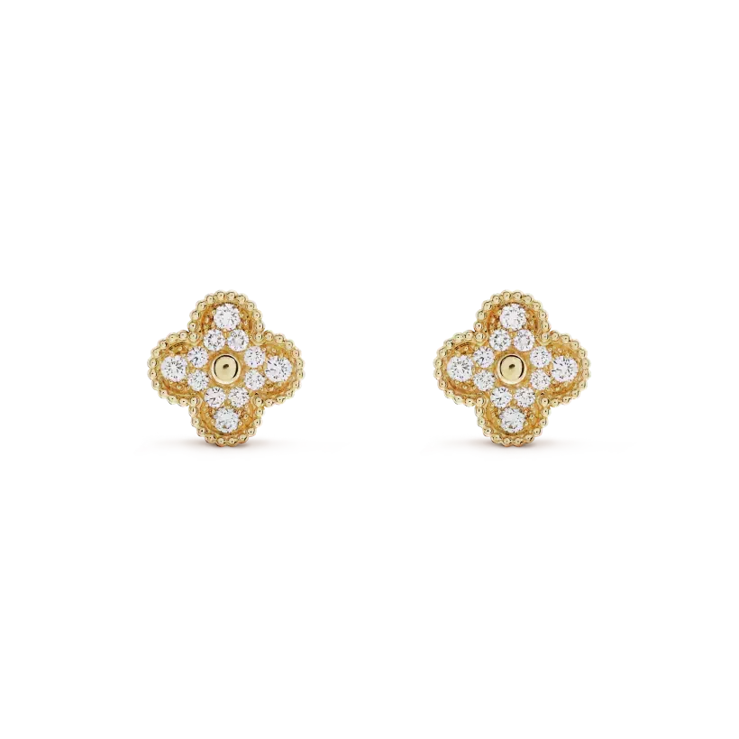 [sparkle Jewelry ]CLOVER MEDIUM 1 MOTIFS FUll DIAMOND EARRINGS