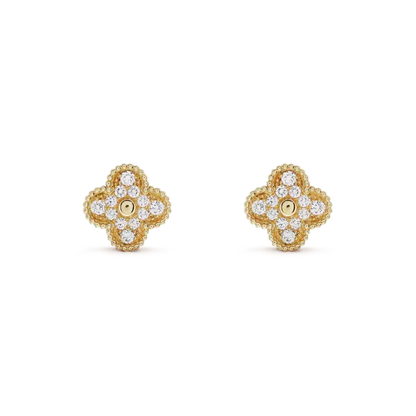 [sparkle Jewelry ]CLOVER MEDIUM 1 MOTIFS FUll DIAMOND EARRINGS