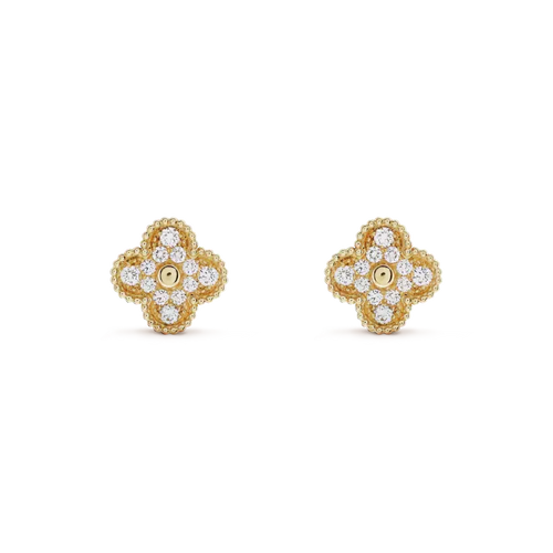 [sparkle Jewelry ]CLOVER MEDIUM 1 MOTIFS FUll DIAMOND EARRINGS