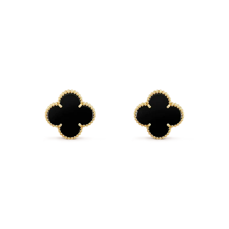 [sparkle Jewelry ]CLOVER MEDIUM 1 MOTIFS  ONYX STUD EARRINGS
