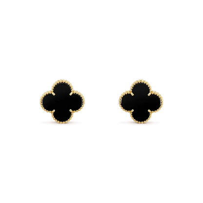 [sparkle Jewelry ]CLOVER MEDIUM 1 MOTIFS  ONYX STUD EARRINGS
