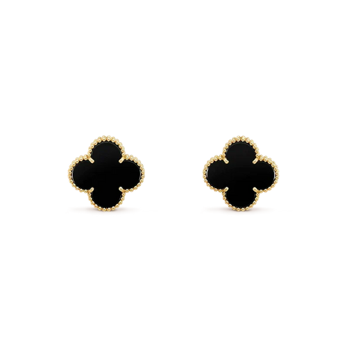 [sparkle Jewelry ]CLOVER MEDIUM 1 MOTIFS  ONYX STUD EARRINGS
