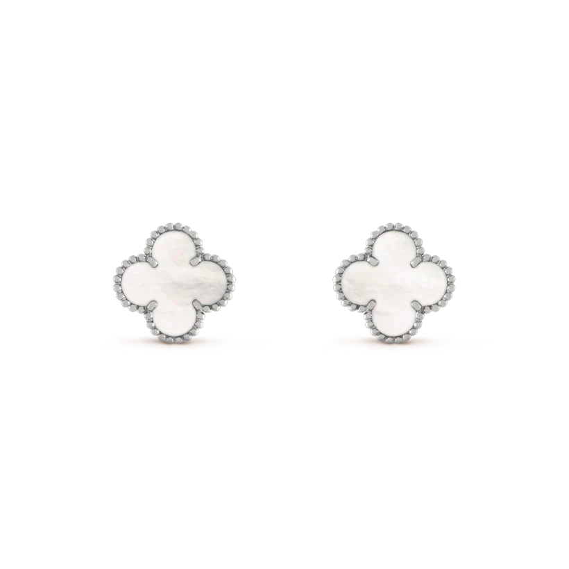 [sparkle Jewelry ]CLOVER MEDIUM 1 MOTIFS  WHITE MOP EARRINGS SILVER