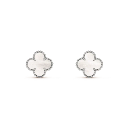 [sparkle Jewelry ]CLOVER MEDIUM 1 MOTIFS  WHITE MOP EARRINGS SILVER
