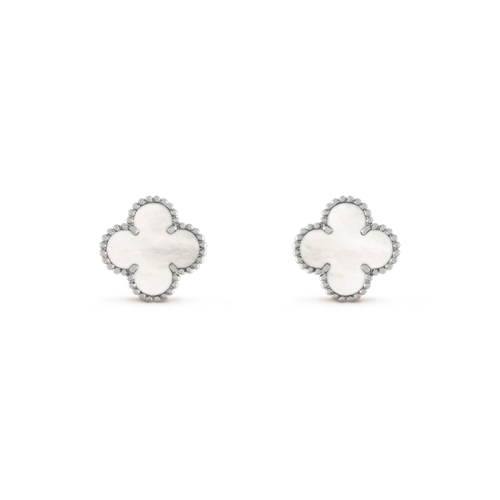 [sparkle Jewelry ]CLOVER MEDIUM 1 MOTIFS  WHITE MOP EARRINGS SILVER