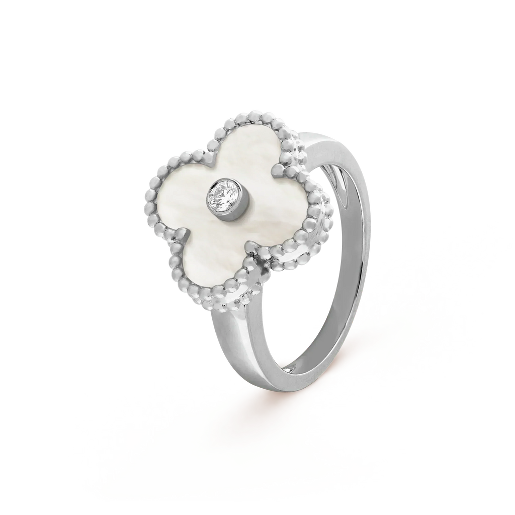 [sparkle Jewelry ]CLOVER SILVER MOP DIAMOND RING