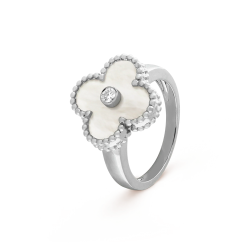 [sparkle Jewelry ]CLOVER SILVER MOP DIAMOND RING