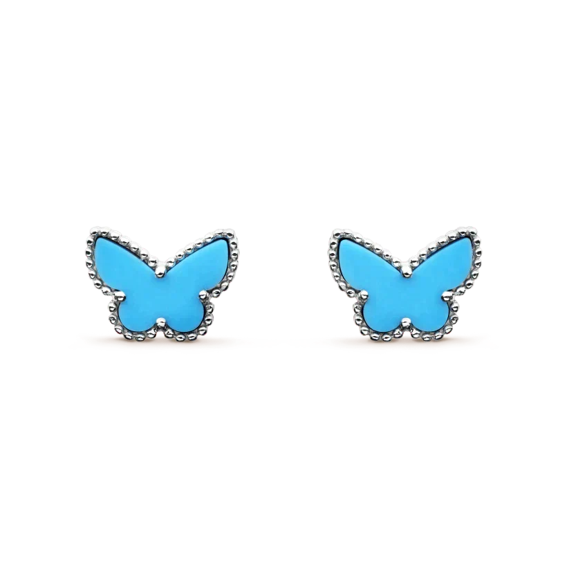 [sparkle Jewelry ]BUTTERFLY TURQUOISE EARRINGS SILVER