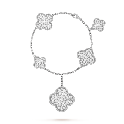 [sparkle Jewelry ]CLOVER 6 MOTIFS SILVER DIAMOND BRACELET