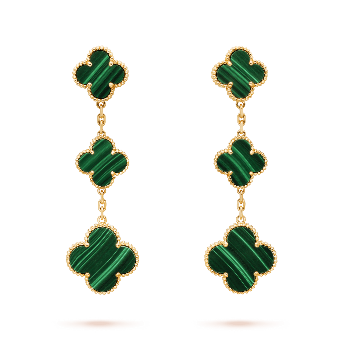 [sparkle Jewelry ]CLOVER MALACHITE 3 MOTIFS GOLD