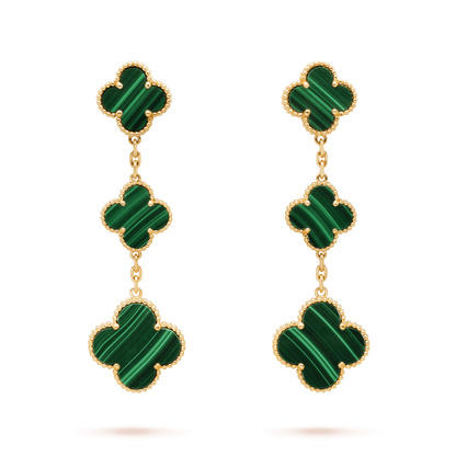 [sparkle Jewelry ]CLOVER MALACHITE 3 MOTIFS GOLD