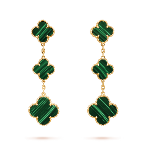 [sparkle Jewelry ]CLOVER MALACHITE 3 MOTIFS GOLD
