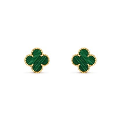 [sparkle Jewelry ]CLOVER MEDIUM 1 MOTIFS MALACHITE  EARRINGS