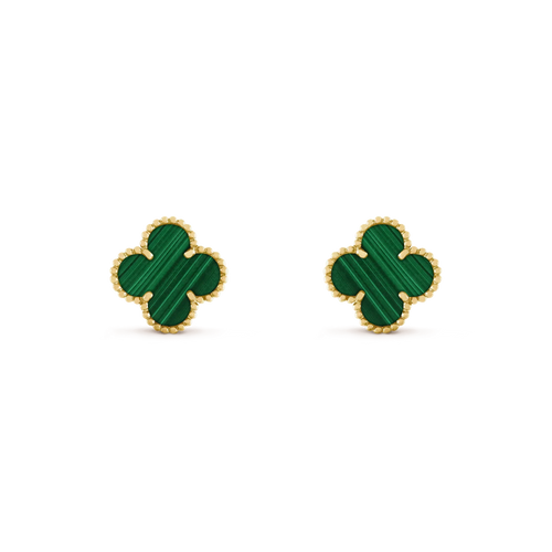 [sparkle Jewelry ]CLOVER MEDIUM 1 MOTIFS MALACHITE  EARRINGS