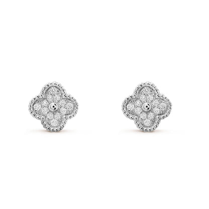 [sparkle Jewelry ]CLOVER MINI DIAMOND STUD EARRINGS