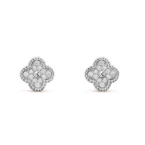[sparkle Jewelry ]CLOVER MINI DIAMOND STUD EARRINGS